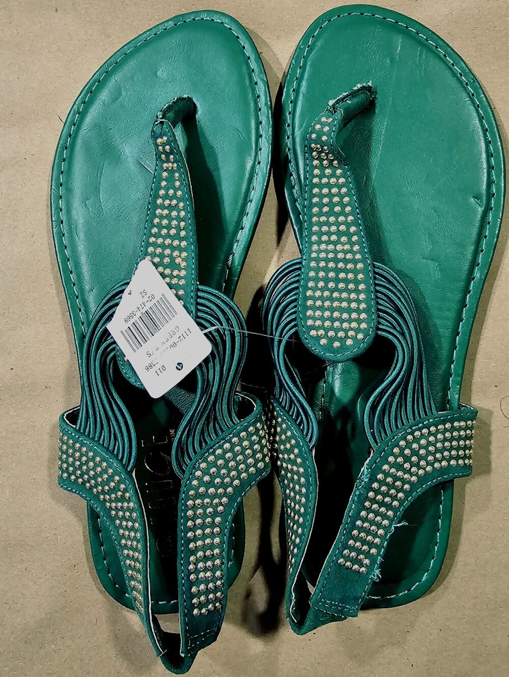Rouge Green Embellished Thong Sandals